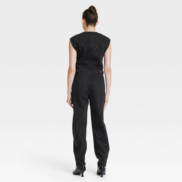 Universal Thread - Women's Tailored Denim Jumpsuit - Universal Thread Black - Picture 2 of 3